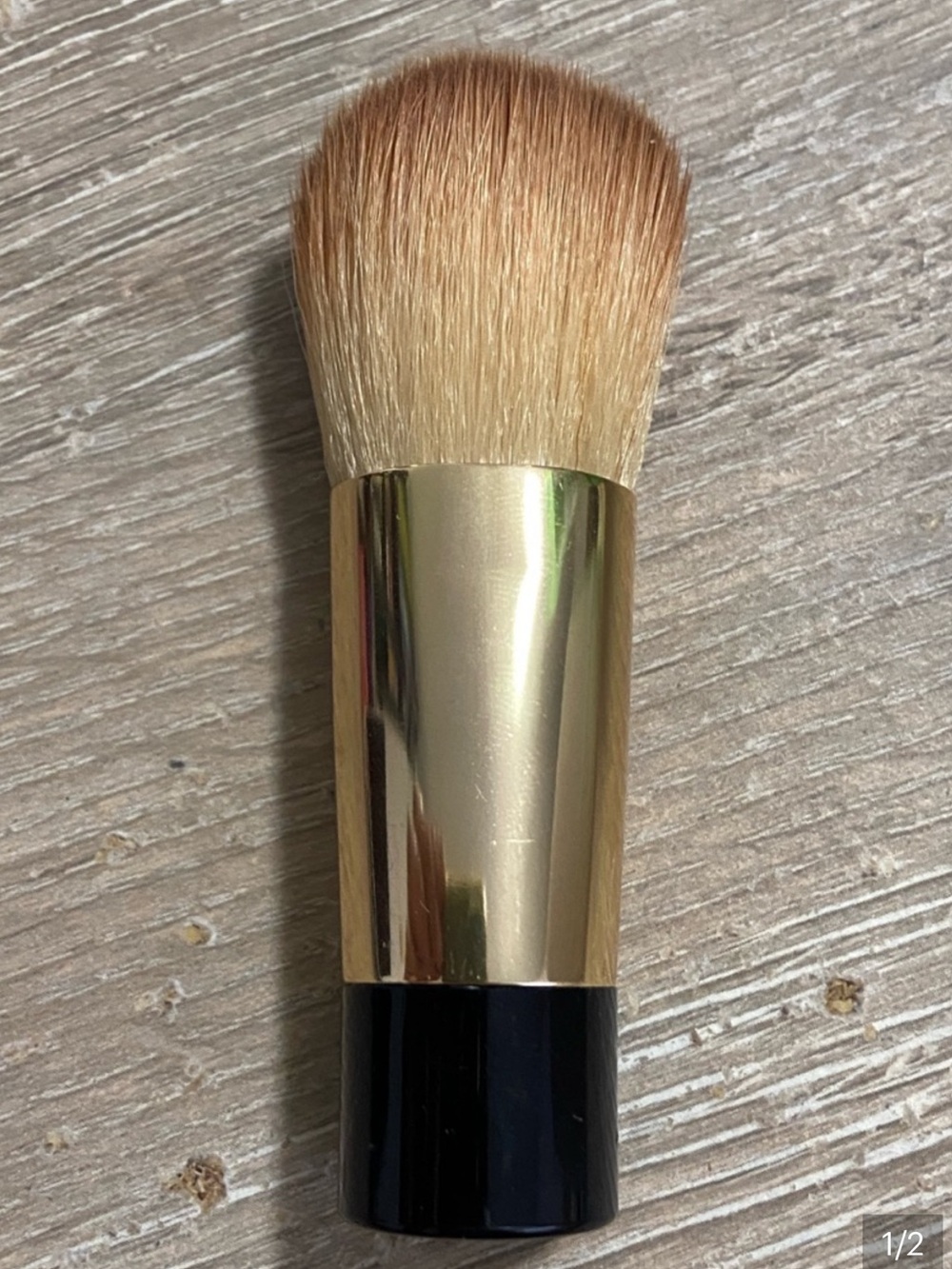 CHANEL Gold Ferrule Black Handle Short Powder Brush
